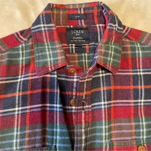 J. Crew Plaid Flannel Shirt in Red, Green & Navy